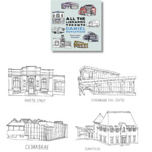 A Series Of Four Line Drawings Of Toronto Public Libraries.