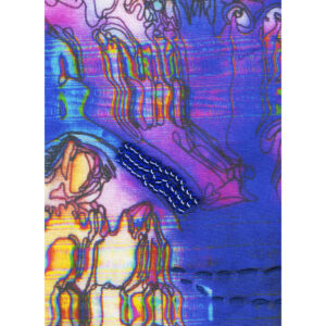 A Shot Of A Colourful, Almost Holographic Seeming Textile. It Has Embroidery And Beaded Elements.